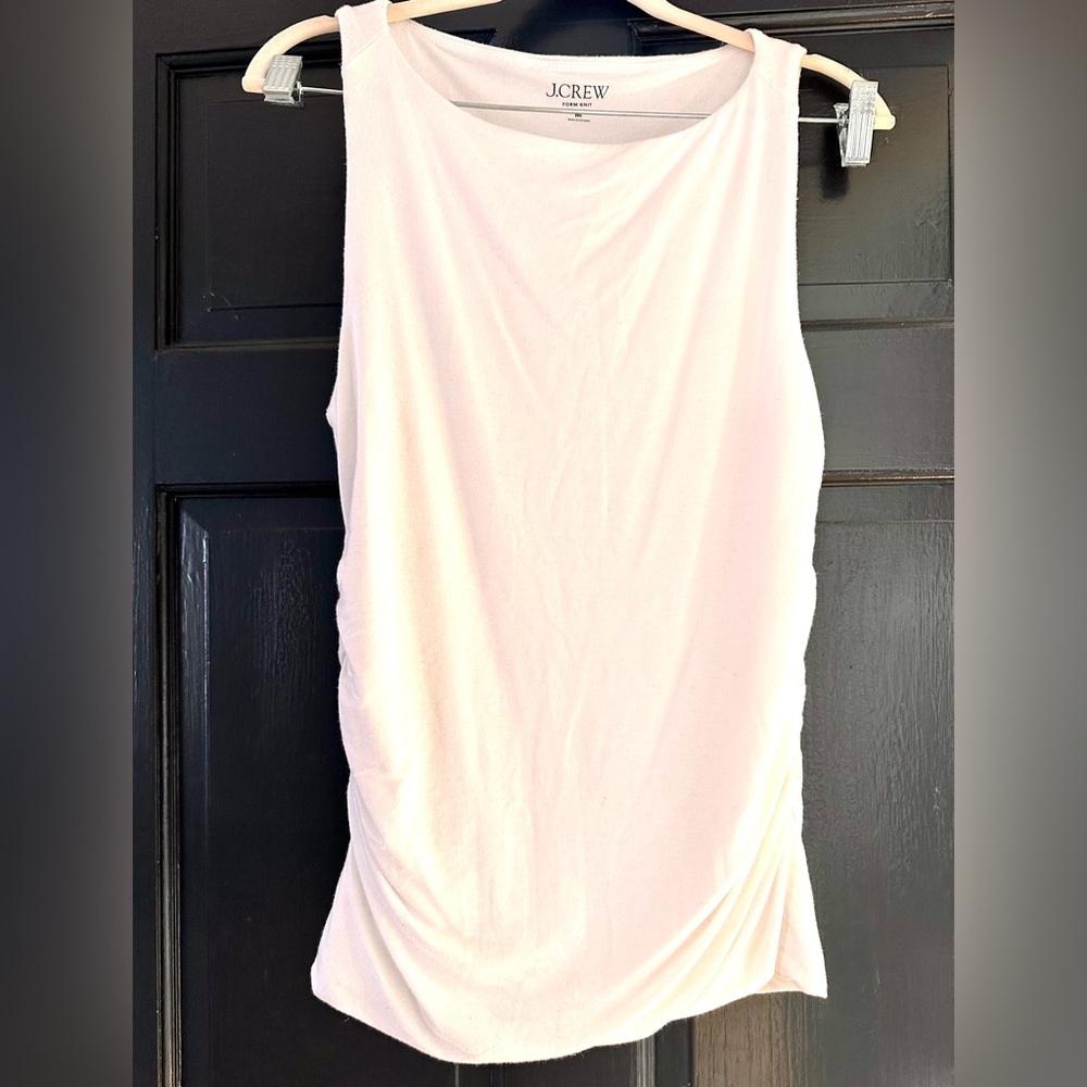 J. Crew FormKnit Shell Top in White with Ruched Detailing